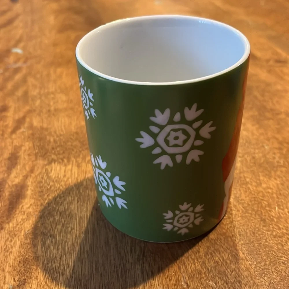 Crate & Barrel Ceramic Snowman Mug green NWT 12 ounces